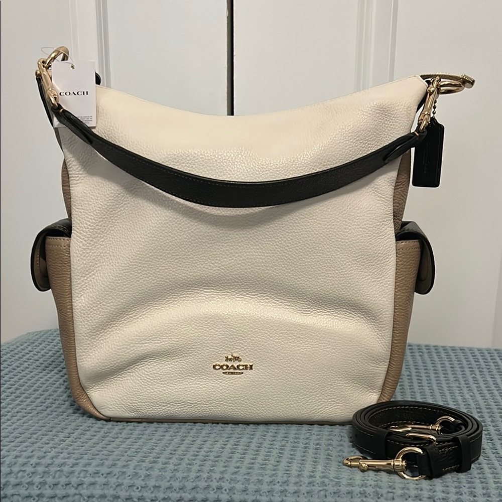 Coach Cream and Tan Hobo Bag